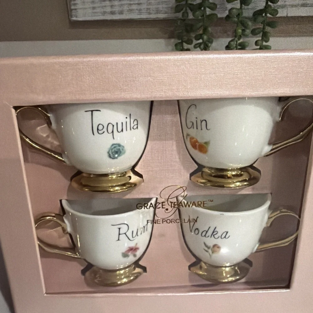 Tea Cup Shot Glasses- Set Of 4